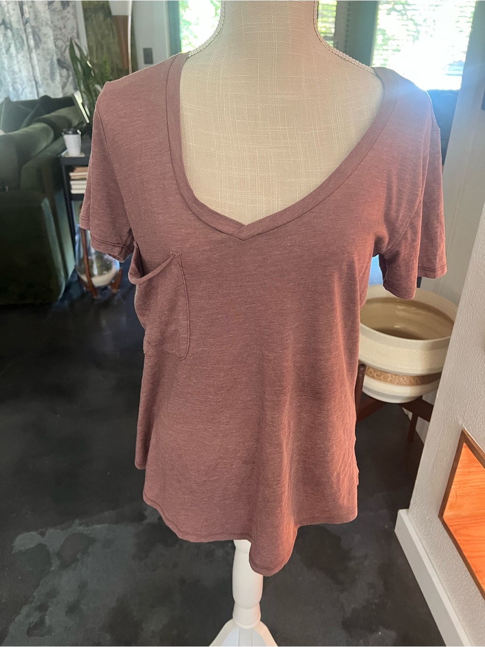Z Supply Mauve V-Neck Pocket Tee